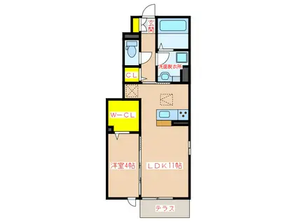 シェノア宮内(1LDK/1階)の間取り写真
