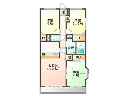 グランドハイツ羽山台(3LDK/2階)の間取り写真