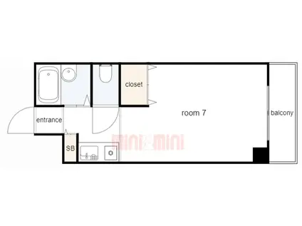 ワコーレ西山(1K/7階)の間取り写真
