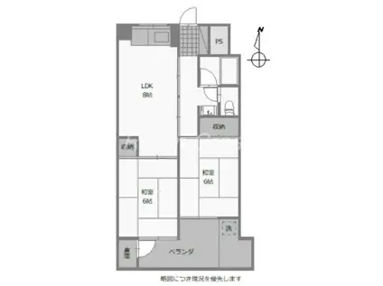 徳島サンハイツ(2LDK/7階)の間取り写真