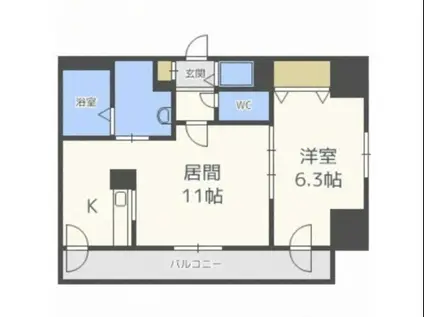 フローラ中の島(1LDK/6階)の間取り写真