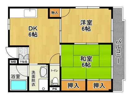 ウィンベルハイツ(2DK/2階)の間取り写真