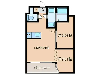 THE GRANDWIN(2LDK/2階)の間取り写真
