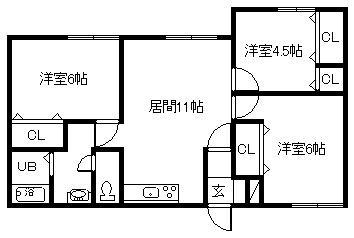 大町ハイツ(3LDK/1階)の間取り写真