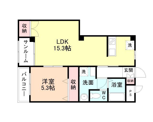 ネオサイトタカムラA棟(1LDK/2階)の間取り写真