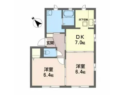プラティークB(2DK/1階)の間取り写真