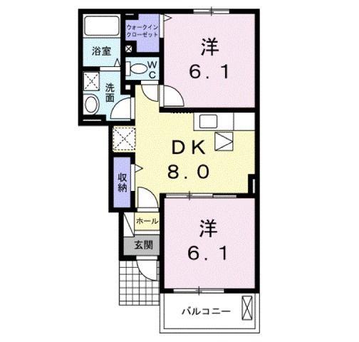 グランディール(2DK/1階)の間取り写真