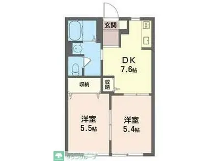 エクセルハイム(2DK/1階)の間取り写真