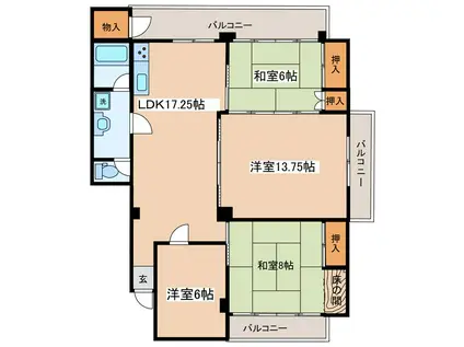 芳川コーポA(4LDK/4階)の間取り写真