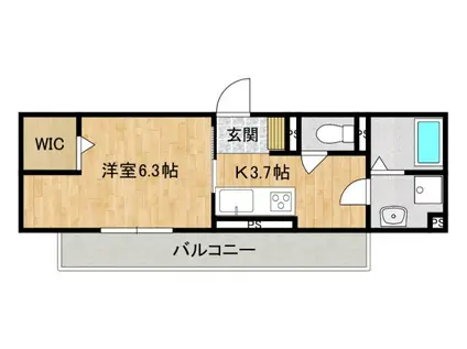 アルコイーリス(1K/2階)の間取り写真
