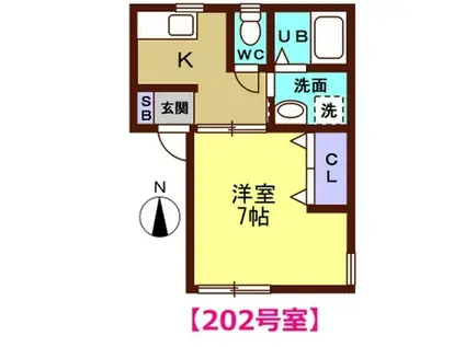 グリーンアイルI(1K/2階)の間取り写真