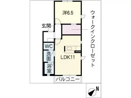 リヴェールA棟(1LDK/1階)の間取り写真