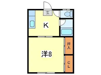 コーポ白梅(1K/1階)の間取り写真