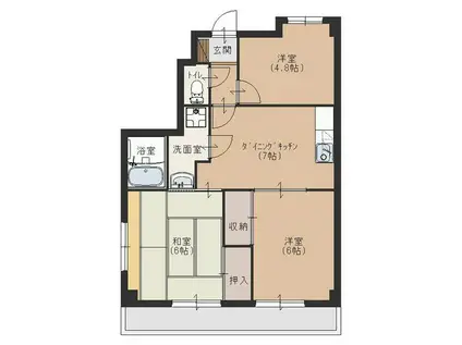 シャトーサンワ(3DK/3階)の間取り写真