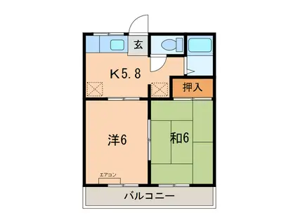 オレンジハイツ A(2K/2階)の間取り写真