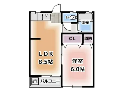 第一かつら荘(1LDK/1階)の間取り写真