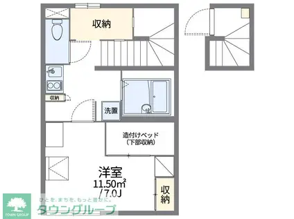 レオパレス芦花公園II(1K/2階)の間取り写真