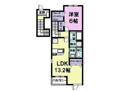 エターナル(1LDK/2階)の間取り写真