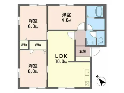 アークヒルズ中村 F棟(3LDK/2階)の間取り写真