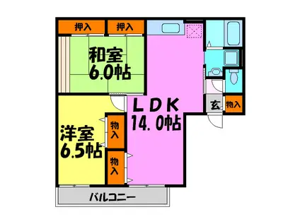 ラーク加茂(2LDK/2階)の間取り写真