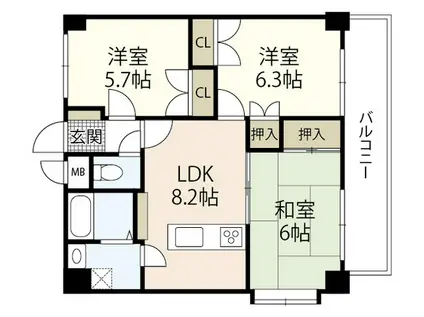 カサグランデI (3DK/6階)の間取り写真