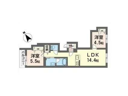 コリーナ横浜子安台(2LDK/2階)の間取り写真