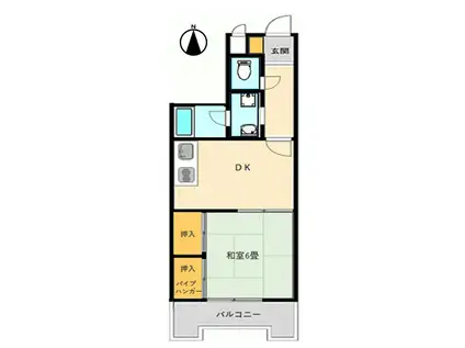 シティハイツ多聞(1DK/6階)の間取り写真