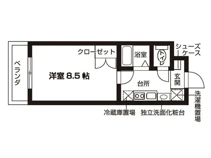 パルティール甲東園(1K/1階)の間取り写真