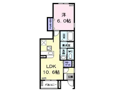 ラルジュ・ツカサ・プロシャン(1LDK/1階)の間取り写真