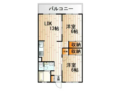大里東マンション(2LDK/2階)の間取り写真