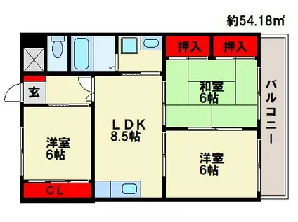 フローレンス白木原(3LDK/6階)の間取り写真