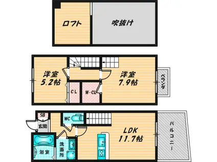 ドミール・ジャルヴェルデ(2LDK/1階)の間取り写真