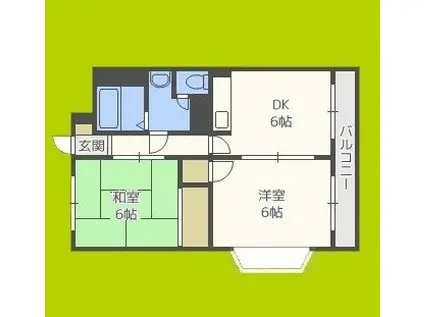 マリワール川辺(2DK/3階)の間取り写真