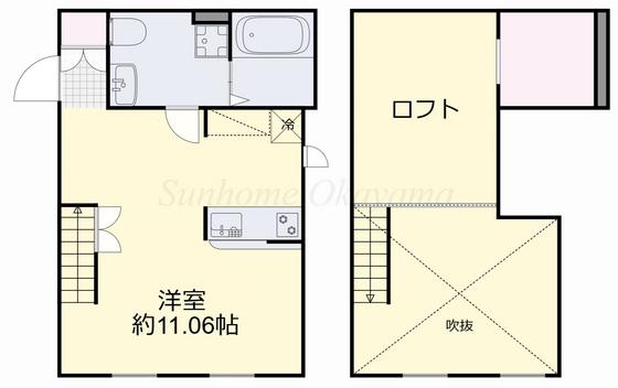 プリマガーデン岡山 壱番館(ワンルーム/2階)の間取り写真
