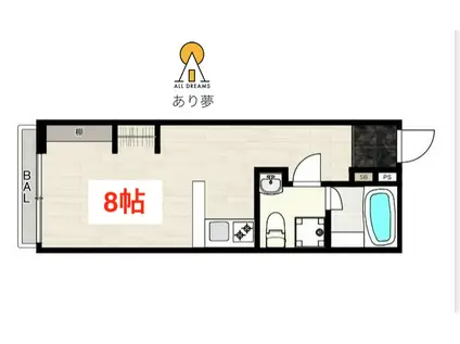 ラフェリシア神大寺(ワンルーム/2階)の間取り写真