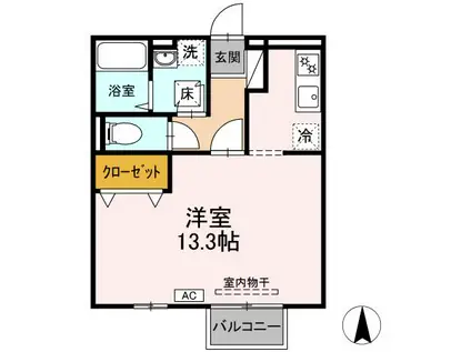 虹の奏音(ワンルーム/2階)の間取り写真