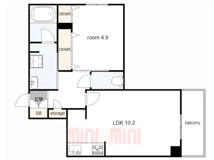 シャーメゾン エ セレーノ(1LDK/1階)の間取り写真