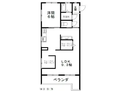 コーポ桂(1LDK/4階)の間取り写真