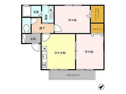 グラン・メール(2DK/1階)の間取り写真