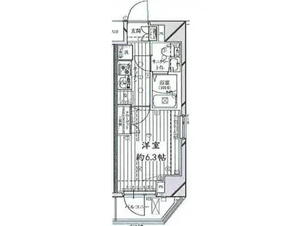 レガリス北千住(1K/4階)の間取り写真