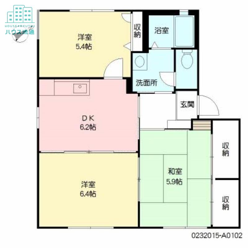 ストーク2番館A(3DK/1階)の間取り写真