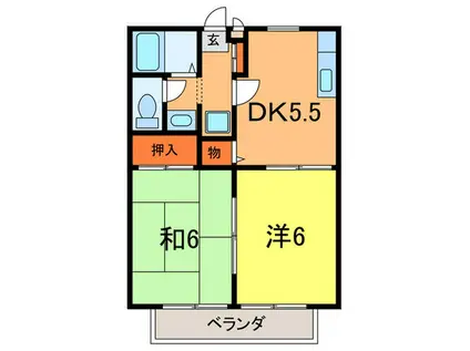 GRE宝塚レジデンス(2DK/2階)の間取り写真
