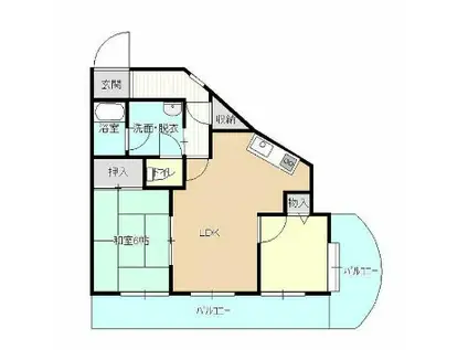 ルミエール薬院(2LDK/5階)の間取り写真