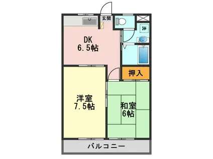 グランテふざん(2DK/2階)の間取り写真