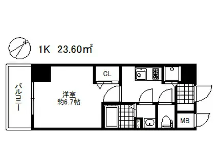 プレサンスコウベシフォン(1K/8階)の間取り写真