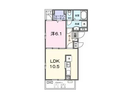 パークガーデン(1LDK/2階)の間取り写真