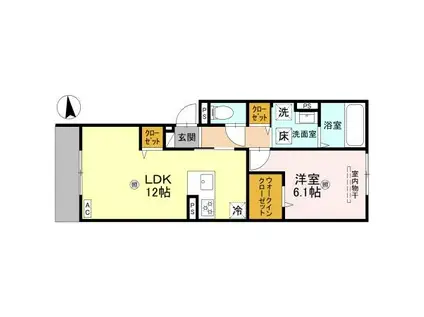 CHRYSANTHEME大鳥 (1LDK/1階)の間取り写真