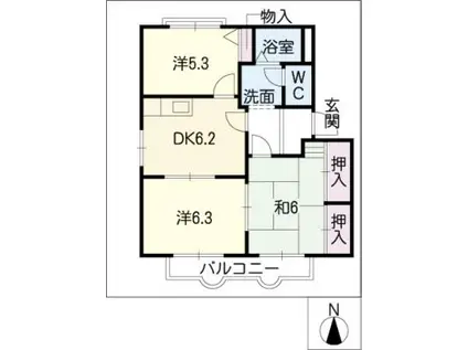 パークタウン三岳G(3DK/1階)の間取り写真