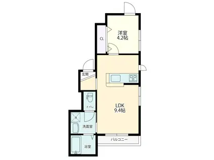 SESSE笹塚(1DK/2階)の間取り写真