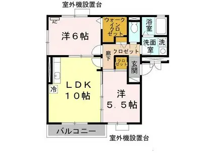 グリーンコート初芝D(2LDK/3階)の間取り写真